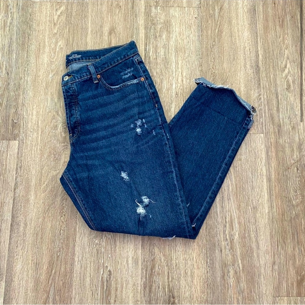 Old Navy Slouchy Straight Distressed Jeans with Buttonfly Closure | Size 12